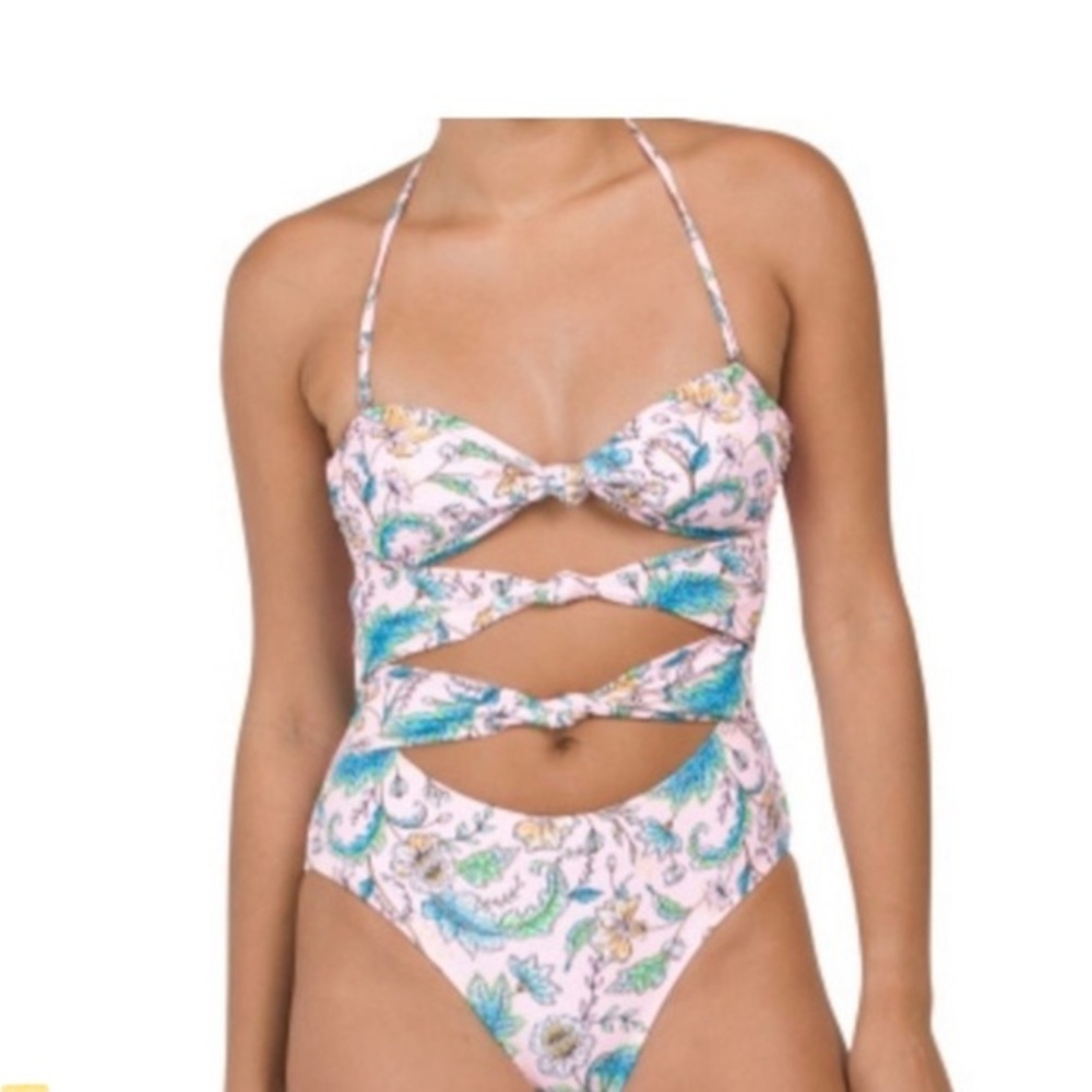 New ANTHROPOLOGIE KIKIRIO Lava Lamp Back Halter Neck One-Piece Swimsuit Size M